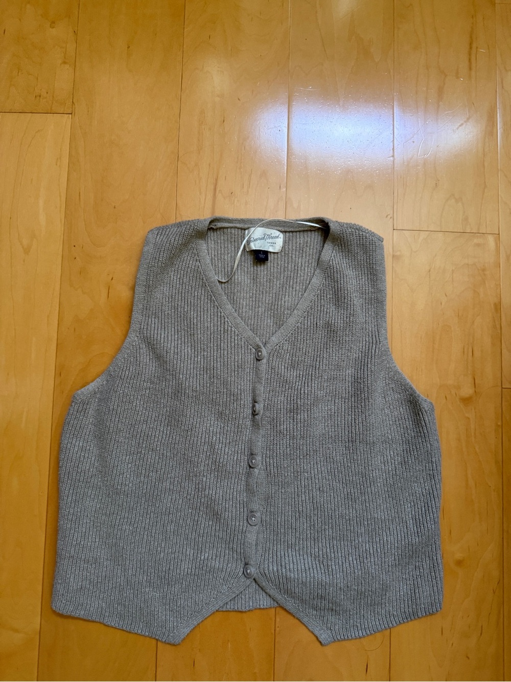 Women’s Tan Knit Button-Front Sweater Vest